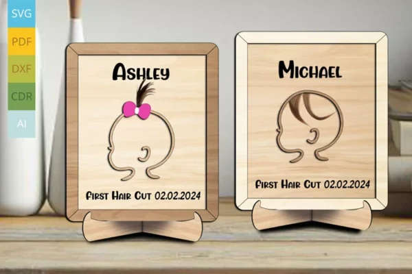 Letrero Con Marco Para Recuerdo Del 1o Corte Del Pelo Del Bebe Creativo Digital